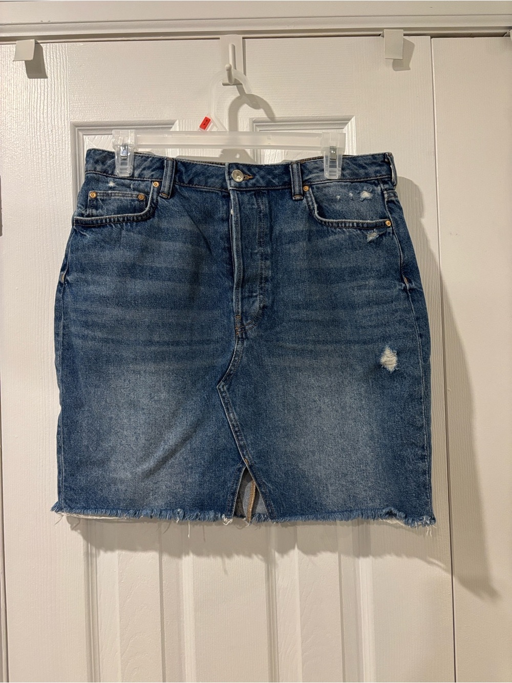 H&M Classic Distressed Blue Denim Skirt